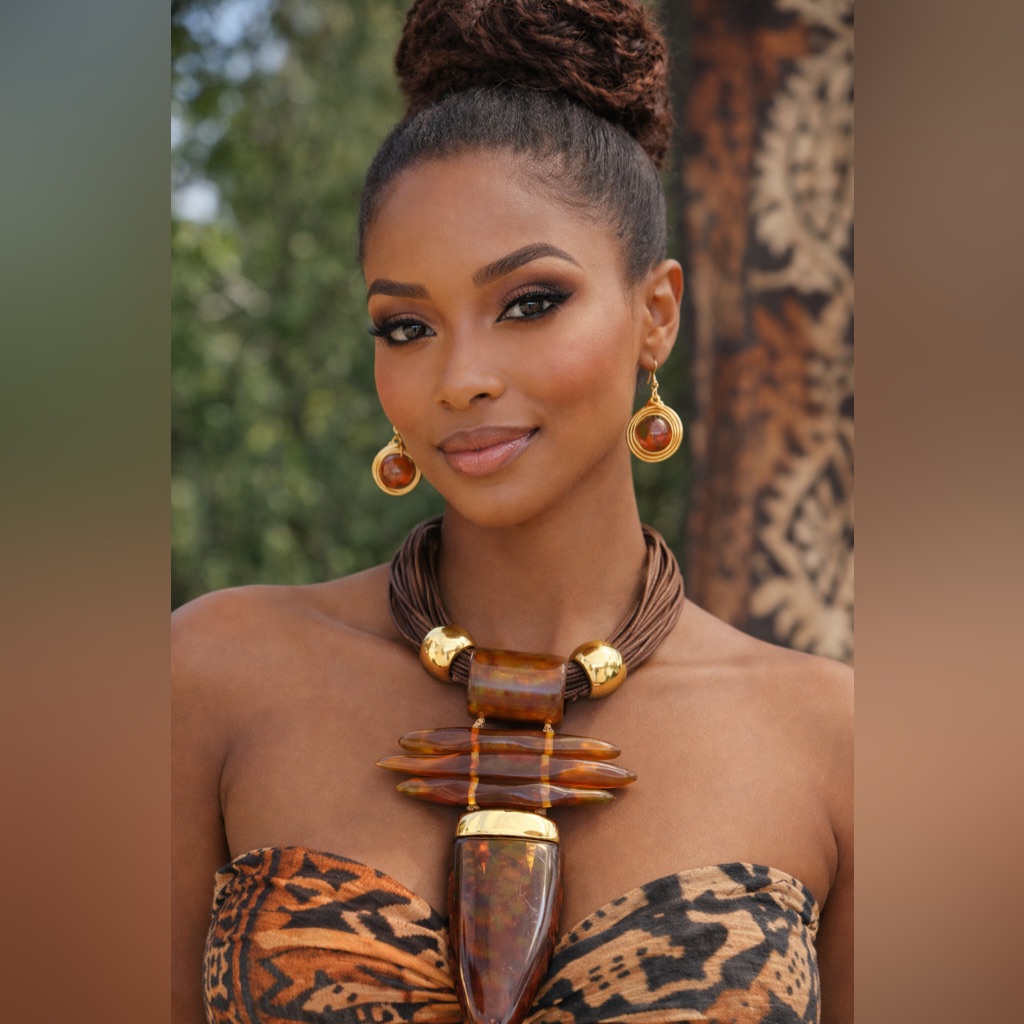 Tribal Inspired Gold And Turquoise Statement Necklace With Matching Earrings